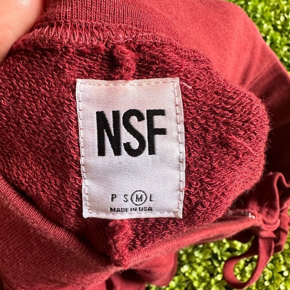 NSF Distressed Maddox Jogger Sweatpants Burgundy - Picture 7 of 8